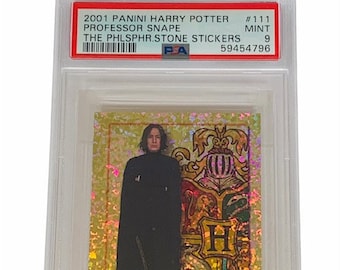 Harry Potter-ruilkaartsticker vintage 2001 Panini Philosophers Sorcerer Stone PSA 9 Mint Professor Snape Alan Rickman #111 Zwadderich sp