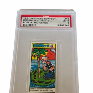 Popeye Sailor Man Trading Card Primrose Sweets Candy England 1970 vintage Olive Oyl Swee Pea Wimpy Brutus Oscar #19 abgestuft PSA 9 Insel