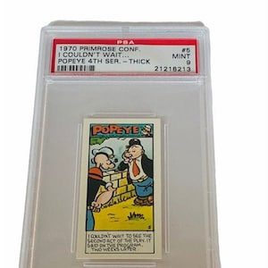 Popeye Sailor Man Trading Card Primrose Sweets Candy England 1970 vintage Olive Oyl Swee Pea Wimpy Brutus Oscar #5 graded PSA 9 play