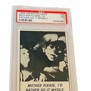 Horror Universal Monster Laffs Trading Card Vintage 1966 TCG Spook Graded PSA 7 Mother Rather Do it Myself #46 zombie schedel