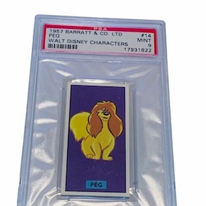 Walt Disney Characters Tobacco Trading Card 1957 Barratt London England graded PSA 9 Mint ephemera #14 Peg Lady and the Tramp Hündchen vtg