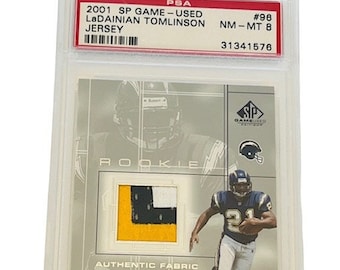 Ladainian Tomlinson Rookie RC 2001 SP Game Used Jersey Patch /500 PSA 8 Chargers