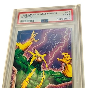 Marvel Masterpieces Trading Card Comic Sky Box Avengers X-Men Spider-Man Super Hero 1992 rookie rc Graded PSA 9 Mint Electro #23 POP 8 Max