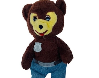 Smokey The Bear Plush Stuffed Animal vtg 16" Knickerbocker Ranger Fire Rescue