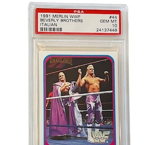 WWF Pro Wrestling Card WWE 1991 Merlin Italian Italy PSA 10 Beverly Brothers #44 Mike Enos Wayne Bloom