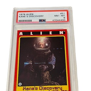 Alien Trading Card Ripley 1979 Fox 20th Sigourney Weaver PSA 8 Mint graded ZELDZAME scifi-memorabilia verzamelobject #51 Kanes Discovery Kane