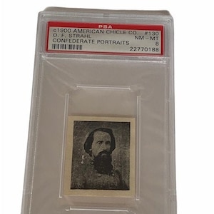American chicle, kauwgom, tabaksformaat, handelskaart, burgeroorlog, portretten, generaals, memorabilia, ephemera, graded, PSA 8, of, Strahl, Brigadier, Tennessee