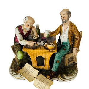 Capodimonte Figur Skulptur signiert Gricci Napoli Poker Card Game Italy COA italienische Kunst Garanzia Antique Vintage