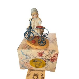 JAN HAGARA FIGURINE vintage porcelain statue victorian sculpture limited edition nib box coa miniature doll royal orleans Trike bicycle