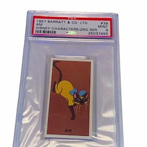 Walt Disney Characters Tobacco Trading Card 1957 Barratt London England graded PSA 9 Mint ephemera #39 Lady and the Tramp AM Siamkatze