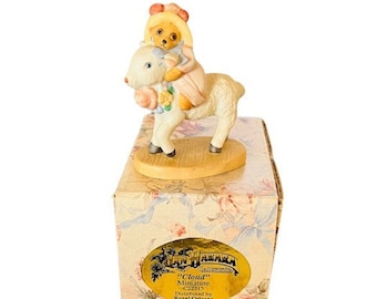 FIGURINE JAN HAGARA estátua de porcelana vintage escultura vitoriana edição limitada caixa de bico coa miniatura boneca royal orleans nuvem cordeiro rato