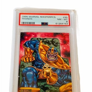 マーベル マスターピース トレーディングカード コミック スカイボックス アベンジャーズ スーパーヒーロー ノンスポーツ 1995 サノス #99 PSA 8 ミント インフィニティ グローブ