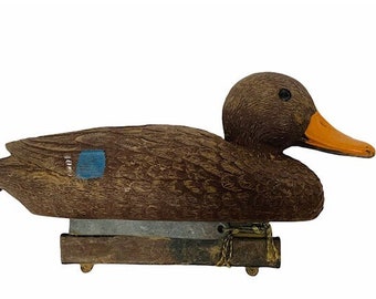 Duck Decoy vintage hunting Mallard canvasback figure plastic rubber 14" hollow whistling bird marbled Carry Lite Sport Flambeau lesser