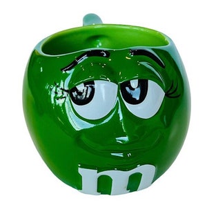 M&Ms Green Coffee Mug Cup Mars 1997 vtg anthropomorphic candy bar movie theater