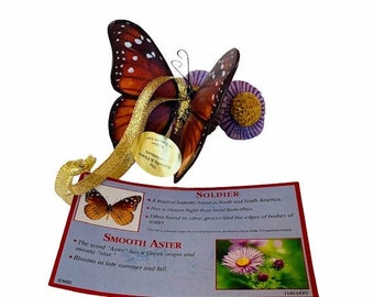 DANBURY MINT BUTTERFLY Christmas Ornament flower butterflies retired limited edition Coa figurine decor gift vintage Smooth Aster Soldier
