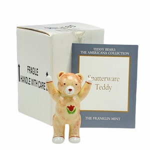 FRANKLIN MINT TEDDY bear The Americana collection figurine sculpture retired limited edition decor gift nib box coa vintage Spatterware