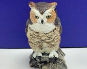 CHARLES EARNHARDT BRONZE wildlife collection figurine statue miniature sculpture vintage 1979 vtg signed art signature Great horned owl bird