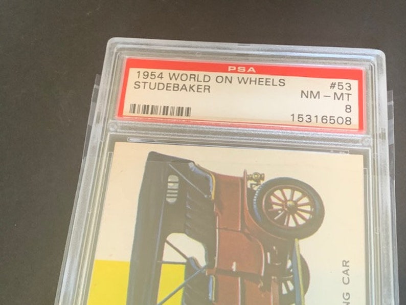 1954 World on Wheels trading card sports classic car automobile Graded slabbed PSA 8 Mint RARE vintage #53 Studebaker 1906 Touring image 3
