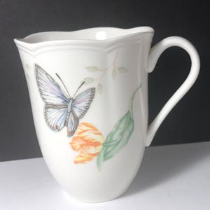 VINTAGE LENOX CUP teacup butterfly butterflies flowers floral porcelain glass mug Eastern tailed blue fine bone china