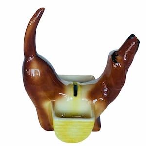 Dachschund Royal Copley planter sculpture figurine bank dog anthropomorphic box