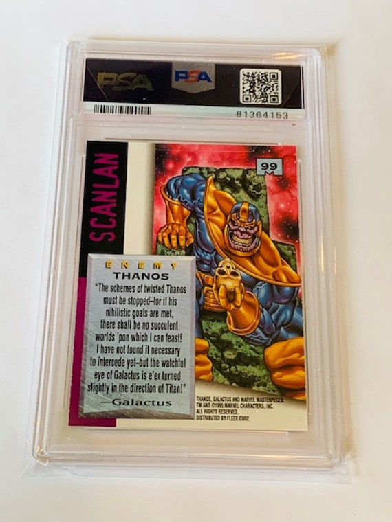 psa graded marvel cards Masterpieces Trading Card Comic Sky Box Avengers Super Hero Non Sports 1995 Thanos #99 8 Mint Infinity Glove Lot - PSA & TCG