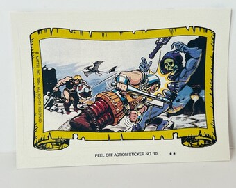 Pegatina de tarjeta coleccionable de Masters of Universe de 1984, rompecabezas de Mattel, Ram Man Skeletor, vintage