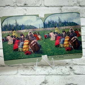 Vintage Stereo View Scope Card Stereoview Stereoscope Photo 1919 Igorrote Women