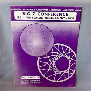 Vintage Basketball Program Print Ad Bracket 1951 Kansas Iowa State St Big 7 RARE