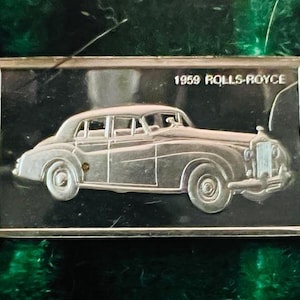Franklin Mint Silver Bar Mini Ingot 1975 Centennial Car 1959 Rolls Royce classic