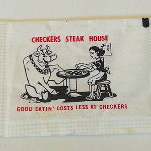 CH sacchetto di zucchero segno carta ephemera pubblicità vtg memorabilia 1960s C e H Hotel Motel Inn ristorante Dama Steak House