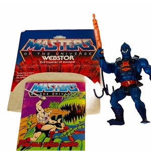MASTERS OF UNIVERSE Vintage Action Figur Spielzeug 100 % original Complete Mattel vtg Motu 1984 Karte Comic Waffe Webstor Spinne Meister Flucht