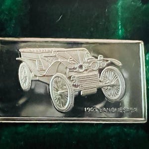 Franklin Mint Silver Bar Mini Ingot 1975 Centennial Car Classic 1903 Lanchester