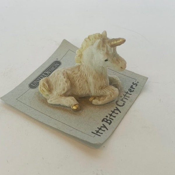 VINTAGE UNICORN FIGURINE statue sculpture home decor gift white stallion magical horse Itty Bitty Critters United Design