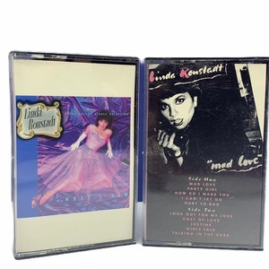 Fitas cassete lote misto 2 pares conjunto vtg músicas Linda Ronstadt amor louco o que há de novo paixão por você conjunto raro