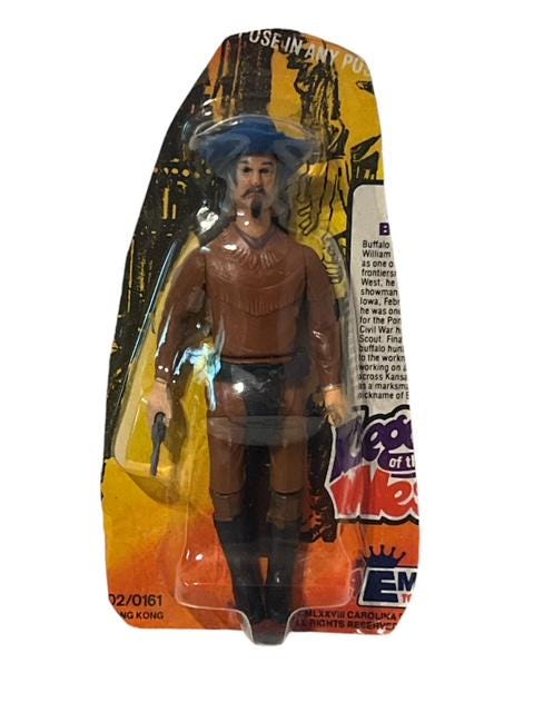 Buffalo Bill Cody Empire vtg Figur Spielzeug 1975 Legends Cowboy Western Excel Karte