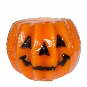HALLOWEEN DECORATION CANDLE votive vintage teacher classroom school decor vtg anthropomorphic candleholder pumpkin sealed fun world