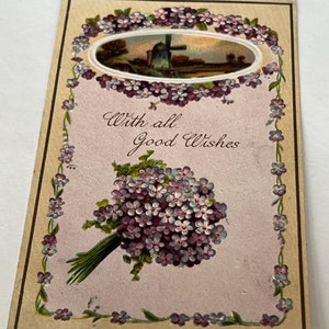 Cartão postal antigo, efêmera, cartão postal de papel, dividido, vintage, horror, assombrado, saudação, flor floral, nellons, Warrensburgh, pinho, st, missouri