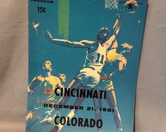 Reklam för vintage basketprogram 1961 Cincinnati Colorado Coca Cola Coke december