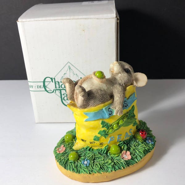 CHARMING TAILS FIGURINE tales mouse bunny miniature sculpture original box nib Fitz Floyd Silvestri Dean Griff bubble bath peas seeds