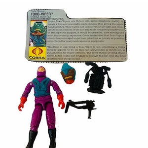 GI JOE HASBRO Cobra vintage actie figuur originele complete losse wapens accessoires bestandskaart militaire 1988 Toxo Viper Purple Hostile