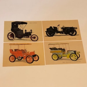 CARTOLINA ANTICA EFFIMERO Auto d'arte mista carta da collezione post card da collezione non circolata ricircolo schienale diviso Napier Packard Duryea Panhard Levassor