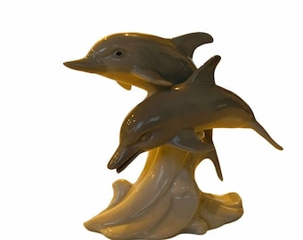 Dolphin Beeldje Otagiri Japan porselein sculptuur bruinvis cadeau decor vtg jaren 1970