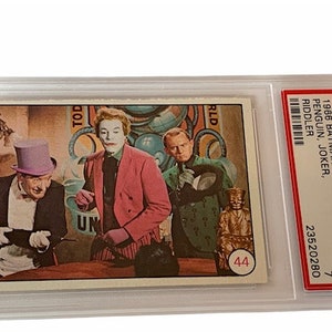 Batman Trading Card 1966 Topps TCG Periodieke Publicaties DC Comics PSA 6 robin Justice League Bruce Wayne #44 Cesar Romero Joker Penguin