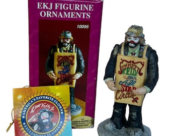 Emmett Kelly Circus Clown Figurine Christmas Ornament box vtg Flambro Carnival