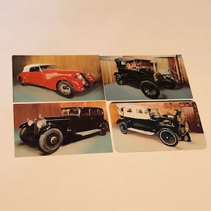 CARTOLINA ANTICA EFFIMERO Auto d'arte mista carta da collezione post card da collezione non circolata diviso posteriore lancia rolls royce modello T via terra