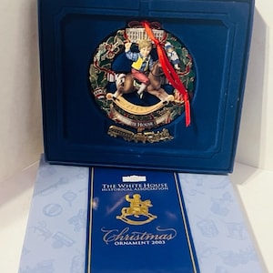White House Christmas Ornament 2003 Historical Association Rocking Horse box NIB
