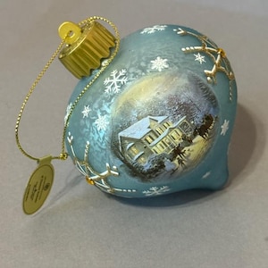 Vintage Thomas Kinkade Christmas Ornament Cottage Bradford Home For Holiday Snow