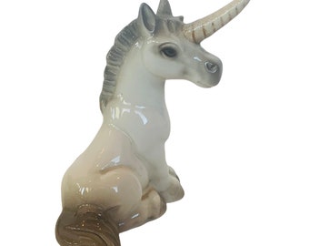 VINTAGE UNICORN FIGURINE statue sculpture collectible home decor gift white stallion magical horse Goebel Hummel West Germany W 33-002-09