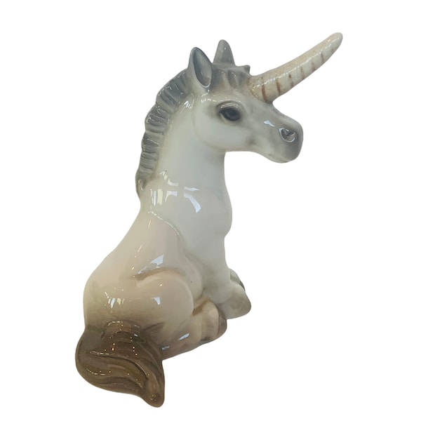 VINTAGE UNICORN FIGURINE statue sculpture collectible home decor gift white stallion magical horse Goebel Hummel West Germany W 33-002-09