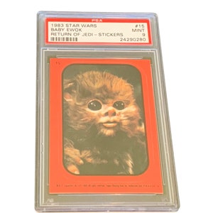 Naklejka na kartę kolekcjonerską Star Wars Topps w stylu vintage Graded PSA 9 mint vtg oryginalna kolekcjonerska RZADKA #15 Return of Jedi baby Ewok babies